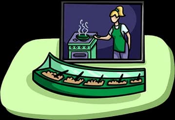 Prepared food station inside a kitchen