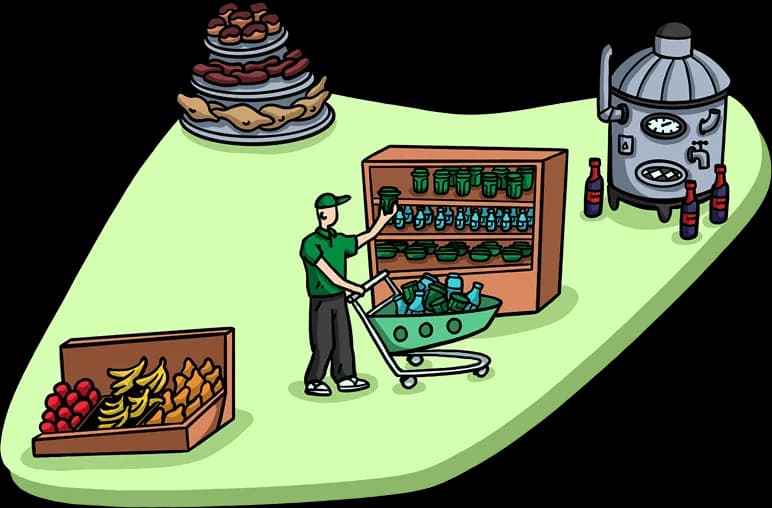 Employee organizing products on shelves