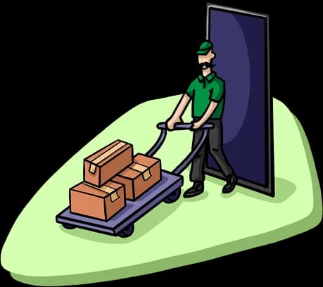 Warehouse worker moving packaged goods