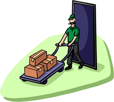 Warehouse worker moving packaged goods